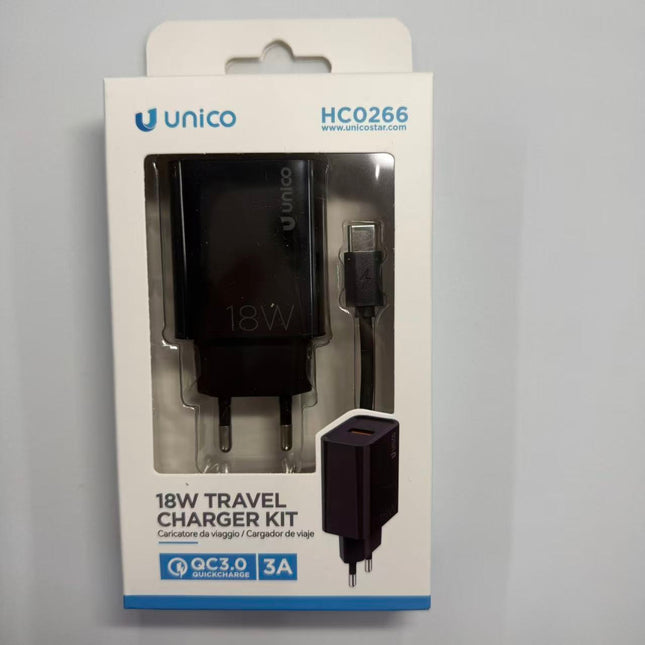 USB-C snellader 18W met Type-C kabel (QC 3.0)