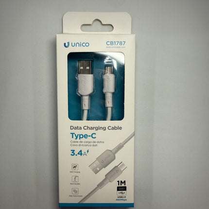USB-A naar USB-C data- en oplaadkabel 1 m – 3.4A snelladen (Unico)