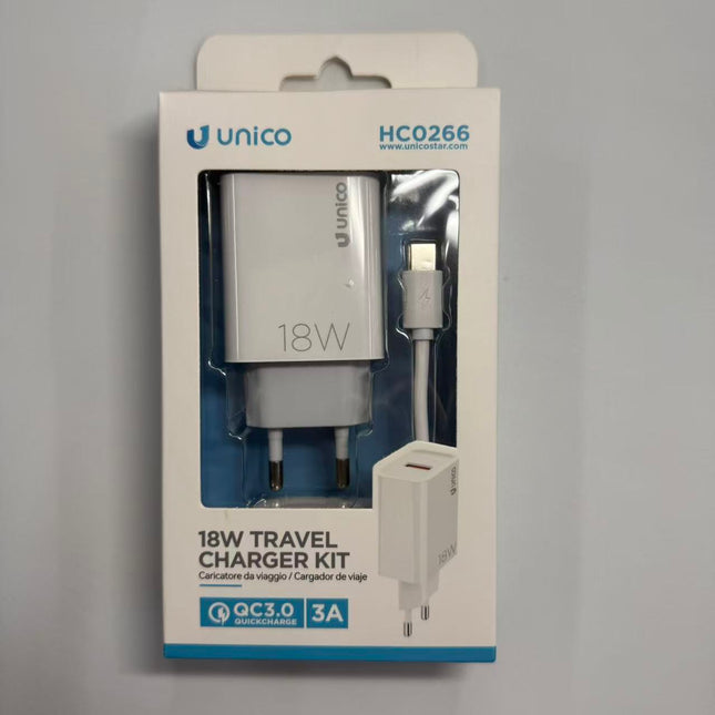 USB-C snellader 18W met Type-C kabel (QC 3.0)