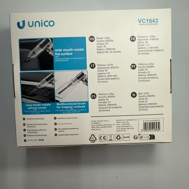 Draadloze auto stofzuiger 120W – Mini handstofzuiger voor auto & thuis – 8000Pa