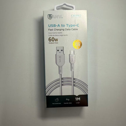 USB-A naar USB-C Snellaad- en Datakabel 60W – 1 m