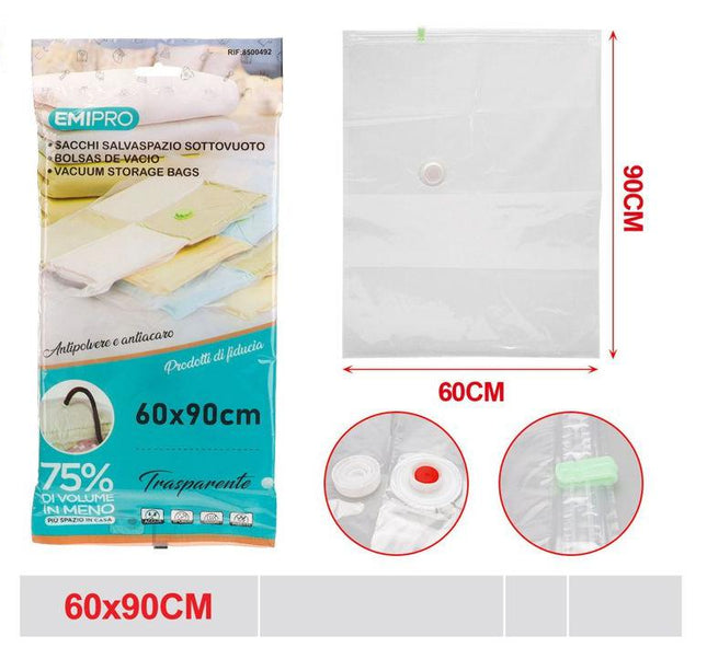 Transparante vacuüm opbergzak 60 x 90 cm compressiezak voor kleding dekens en beddengoed