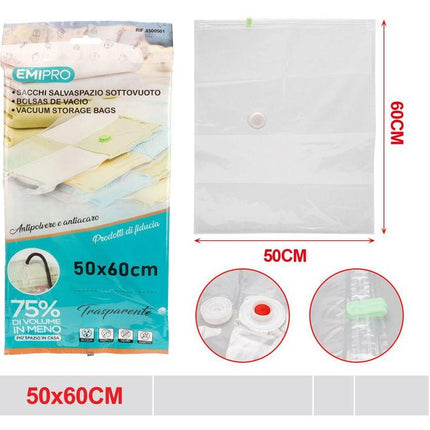 Vacuum opbergzak transparant 50 x 60 cm voor kleding