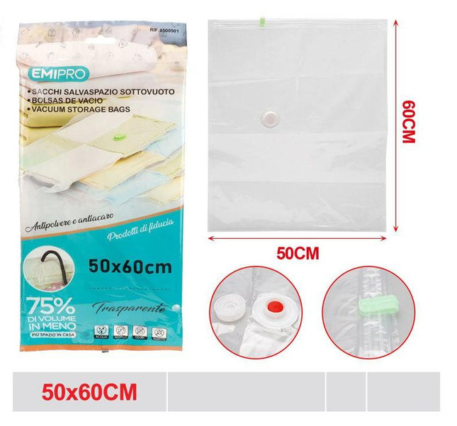 Vacuum opbergzak transparant 50 x 60 cm voor kleding
