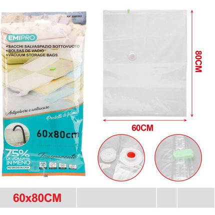 Vacuüm opbergzak transparant 60 x 80 cm ruimtebesparende compressiezak voor kleding en dekens