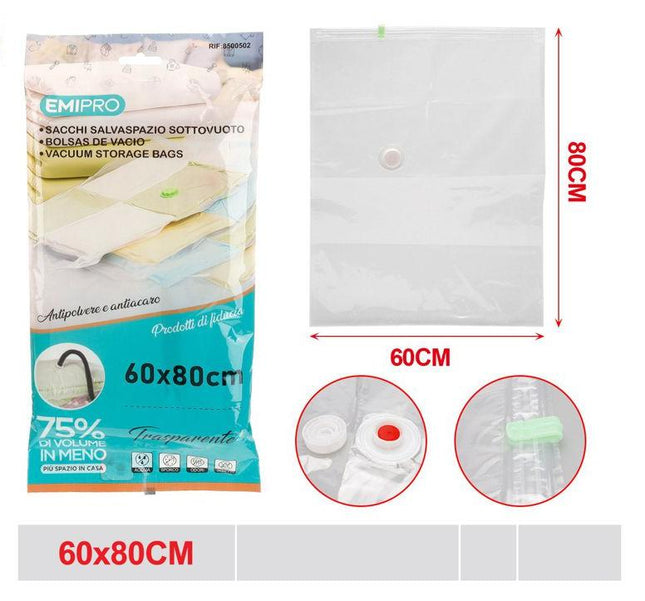 Vacuüm opbergzak transparant 60 x 80 cm ruimtebesparende compressiezak voor kleding en dekens