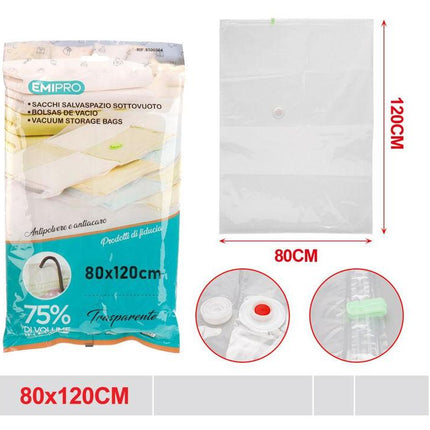 Vacuum opbergzak transparant 80 x 120 cm voor kleding en dekens