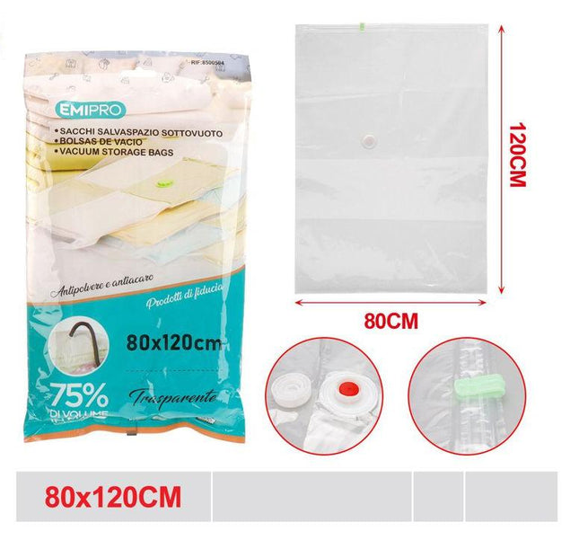 Vacuum opbergzak transparant 80 x 120 cm voor kleding en dekens