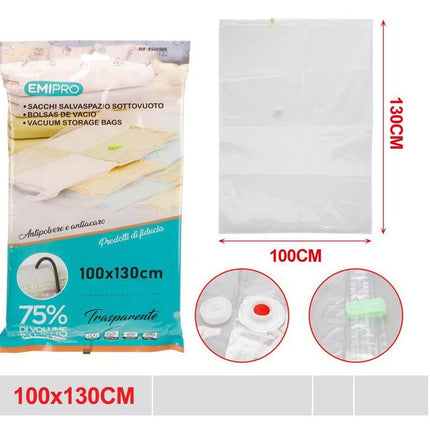 Vacuum opbergzak transparant 100 x 130 cm voor kleding en dekens