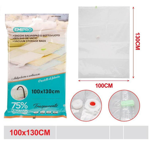 Vacuum opbergzak transparant 100 x 130 cm voor kleding en dekens