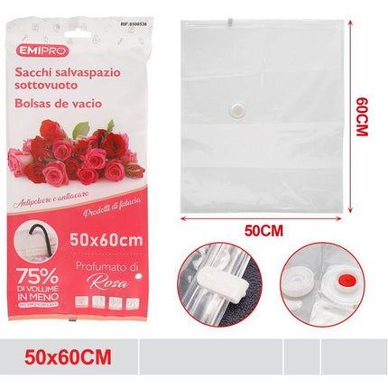Vacuüm opbergzak met rozengeur 50 x 60 cm compressiezak voor kleding en textiel