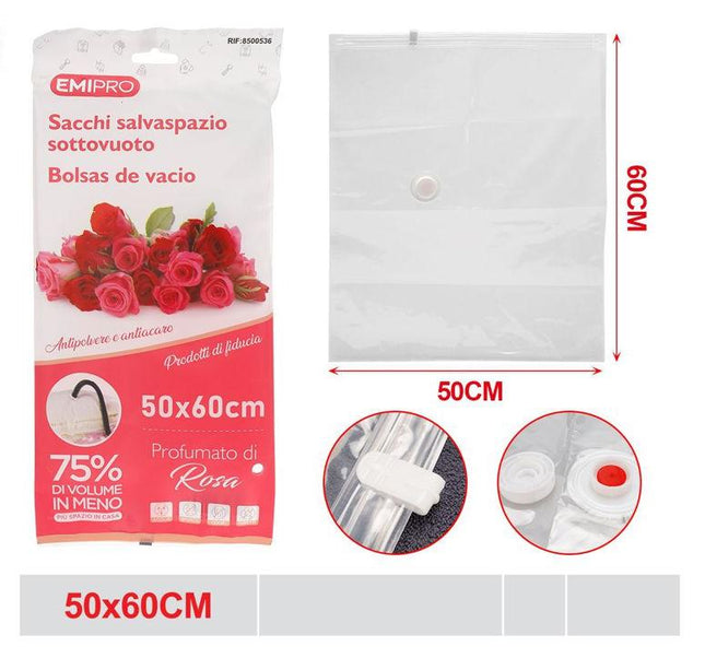 Vacuüm opbergzak met rozengeur 50 x 60 cm compressiezak voor kleding en textiel