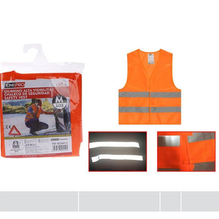 Oranje veiligheidsvest met reflecterende strepen maat M of L voor auto pech onderweg en zichtbaarheid