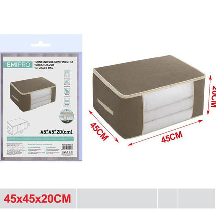 Opbergzak met venster 45 x 45 x 20 cm non woven kledingtas voor dekens en beddengoed