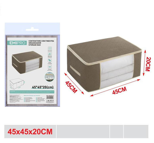 Opbergzak met venster 45 x 45 x 20 cm non woven kledingtas voor dekens en beddengoed