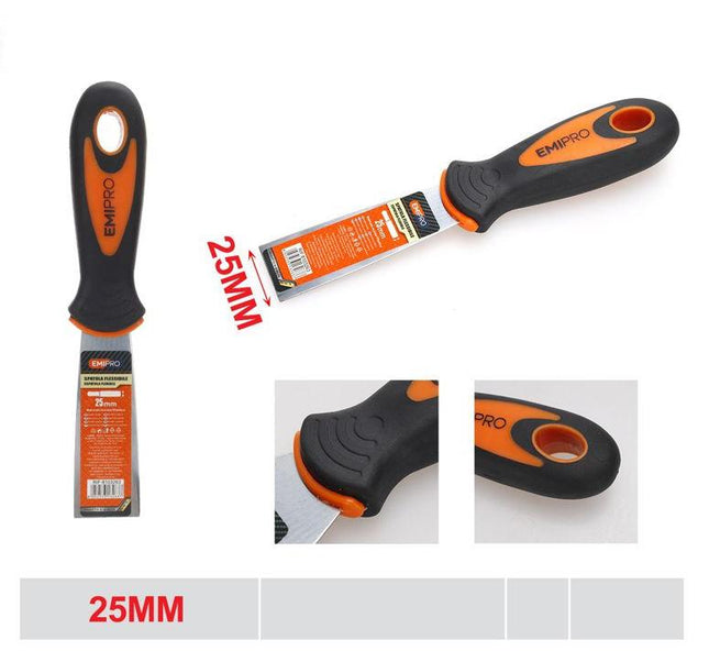 Flexibel plamuurmes 25 mm met antislip handvat voor plamuur verf en renovatie