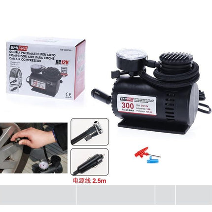 12V auto luchtcompressor 300 PSI met manometer en 2.5 m kabel voor autobanden fietsen en ballen