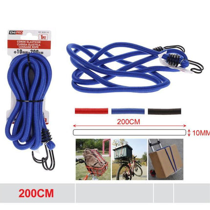 Bagagebinder 200 cm elastisch snelbinder met dubbele haak voor fiets auto en bagage