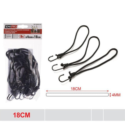 Mini bagagespanners met haak 18 cm 8 stuks