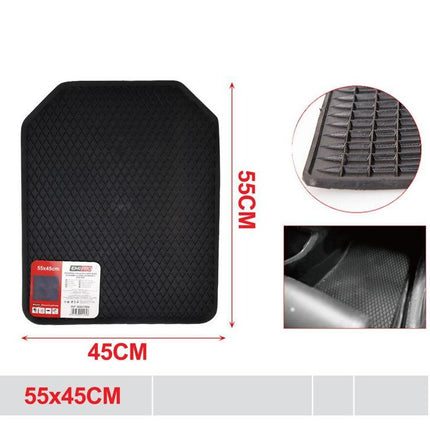 Zwarte PVC automatten 55 x 45 cm universele rubberlook mat voor auto vloerbescherming