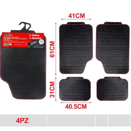 Universele automatten 4 stuks PVC automatten zwart met rode rand voor auto