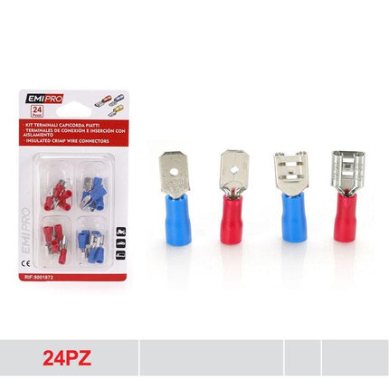 Geisoleerde kabelschoenen 24 stuks crimp connectoren assorti voor auto motor en elektrische bedrading