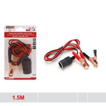 Accuklemmen met 12V aansluiting en kabel 1.5 m