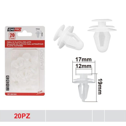 Kunststof auto bevestigingsclips 20 stuks witte paneelclips 17 x 19 mm voor interieur en bekleding