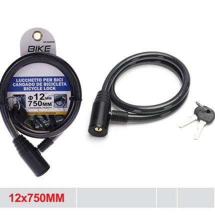Fietsslot kabelslot 75 cm x 12 mm met sleutel voor fiets scooter en bagage