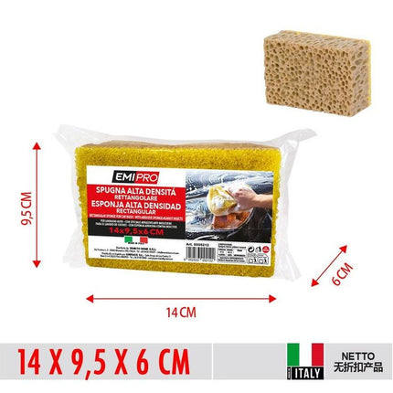 Autospons 14 x 9.5 x 6 cm rechthoekige spons voor auto wassen en schoonmaken