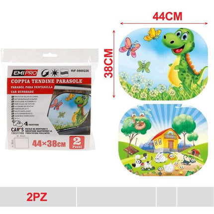 Auto zonnescherm zijraam 44 x 38 cm 2 stuks met kindermotief