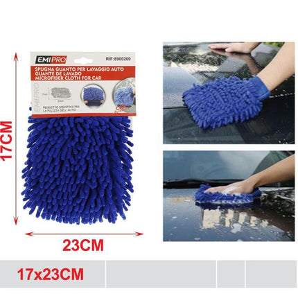 Microvezel washandschoen voor auto blauw 17 x 23 cm