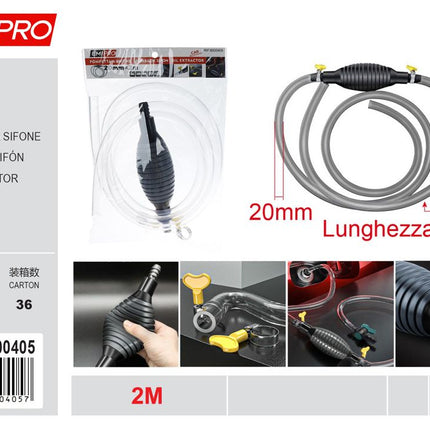Handmatige olie afzuigpomp 2 m met 20 mm slang voor motorolie brandstof en vloeistoffen