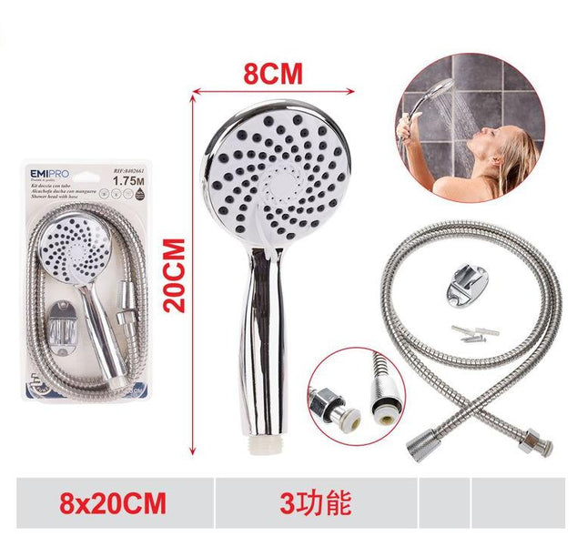 Doucheset met handdouche en slang 1.75 m 3 straalsoorten chroomkleurige douchekop