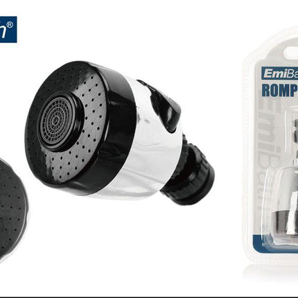 Kraanbeluchter met filter chroomlook zwart 2 straalstanden