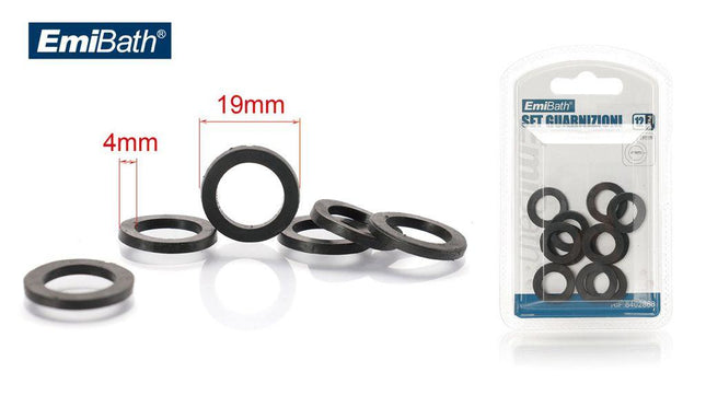 Rubberen kraan afdichtringen zwart 19 mm 12 stuks