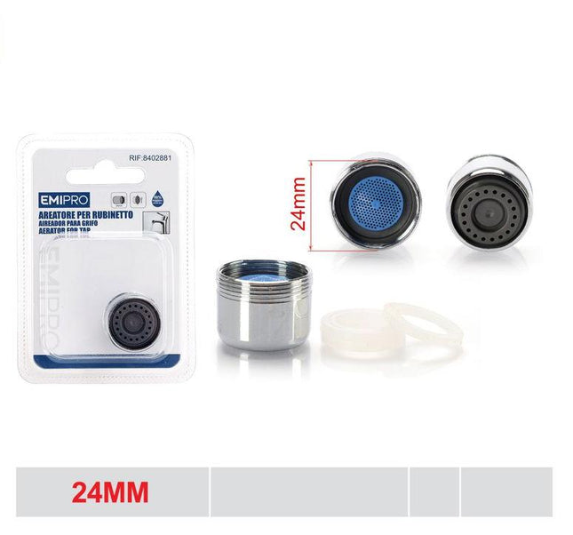 Kraanbeluchter 24 mm chroomkleurige dubbele perlator met filter en afdichtring voor kraan