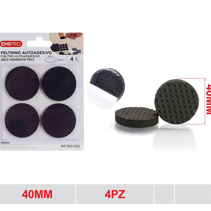 Zelfklevende meubelviltjes rond 40 mm 4 stuks zwarte vloerbeschermers voor stoelen en tafels