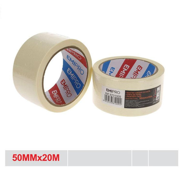 Schilderstape papier 50 mm x 20 m afplaktape voor schilderwerk en renovatie