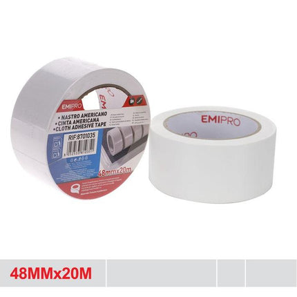 Witte ducttape textieltape 48 mm x 20 m