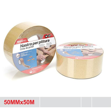 Schilderstape 50 mm x 50 m papier tape voor schilderwerk afplakken en klussen
