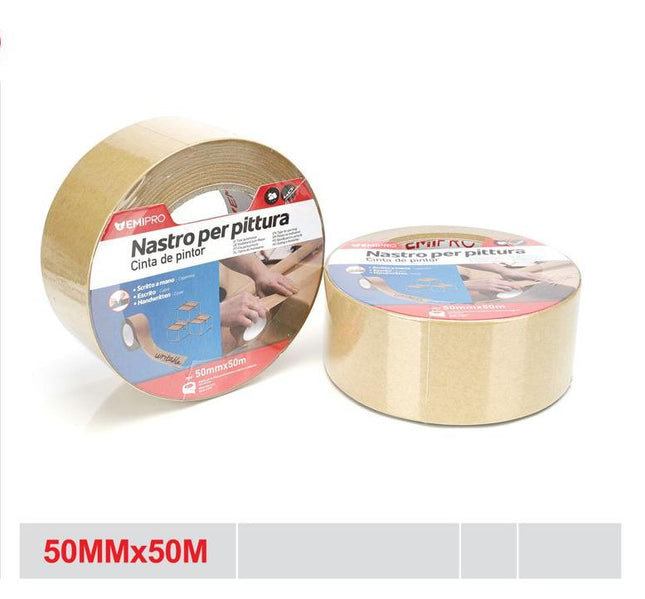 Schilderstape 50 mm x 50 m papier tape voor schilderwerk afplakken en klussen