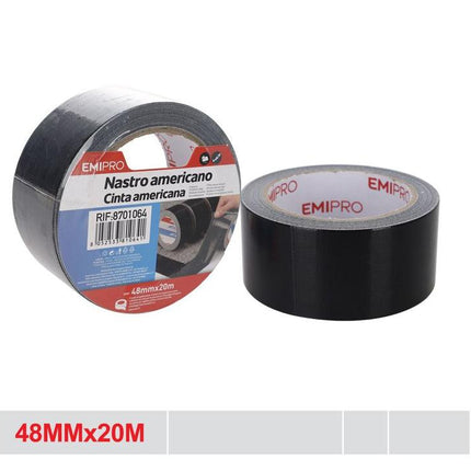 Zwarte duct tape 48 mm x 20 m