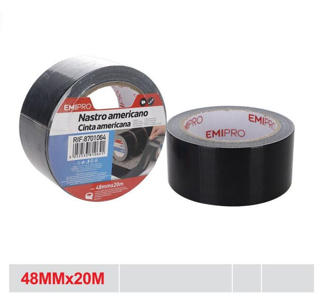 Zwarte duct tape 48 mm x 20 m