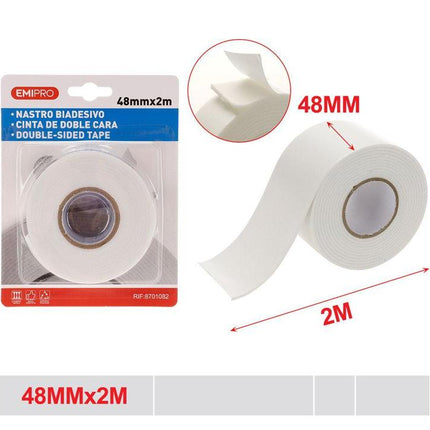 Dubbelzijdige foamtape 48 mm x 2 m sterke plakband voor montage en reparatie
