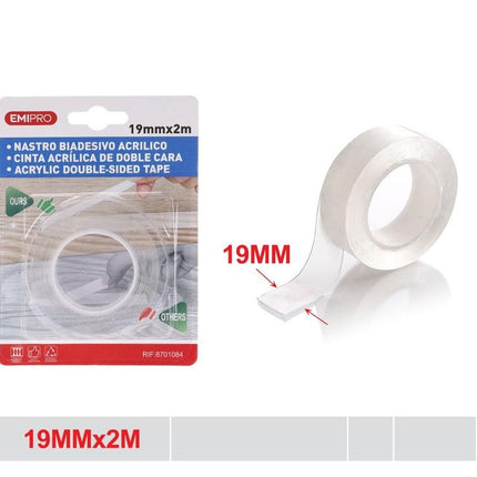 Transparante dubbelzijdige montagetape 19 mm x 2 m