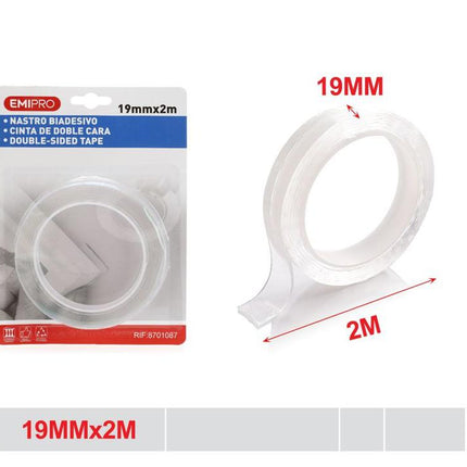 Transparante nano dubbelzijdige tape 19 mm x 2 m PU montagetape voor hobby en bevestiging