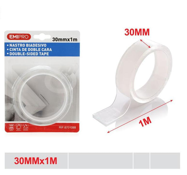 Nano dubbelzijdige tape transparant 30 mm x 1 m