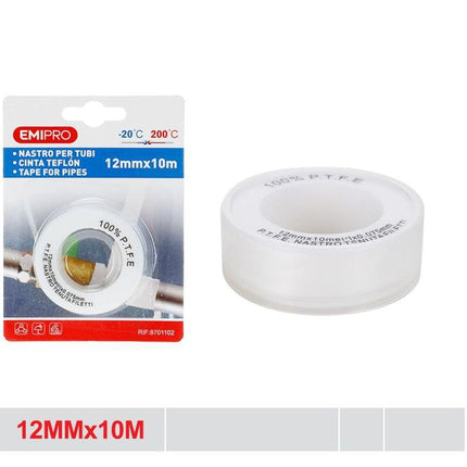 PTFE afdichtingstape voor leidingen 12 mm x 10 m