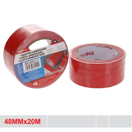 Rode duct tape 48 mm x 20 m sterke textieltape voor reparatie bundelen en afdichten